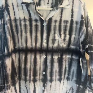 Karen Kane Black and White Tie-Dye Blouse